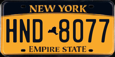 NY license plate HND8077