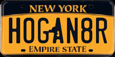 NY license plate HOGAN8R