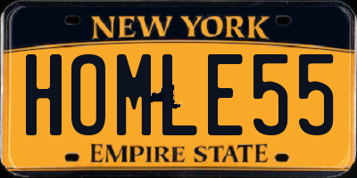 NY license plate HOMLE55