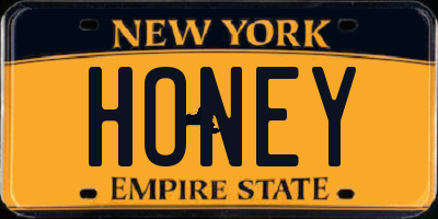 NY license plate HONEY