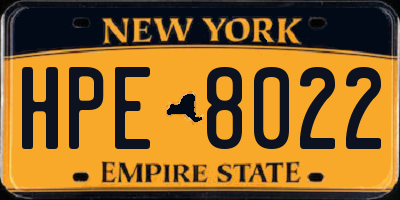 NY license plate HPE8022