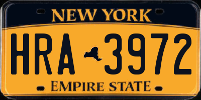 NY license plate HRA3972