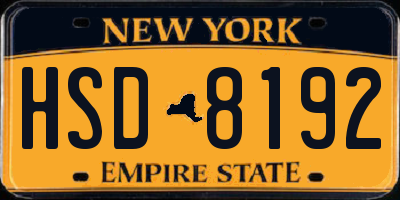 NY license plate HSD8192