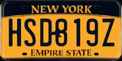 NY license plate HSD819Z