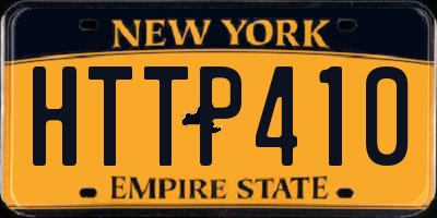 NY license plate HTTP410