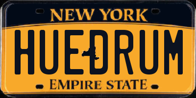 NY license plate HUEDRUM