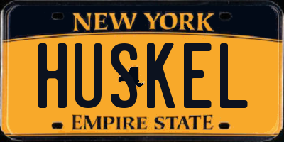 NY license plate HUSKEL