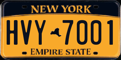 NY license plate HVY7001