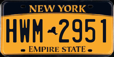 NY license plate HWM2951