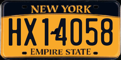 NY license plate HX14058