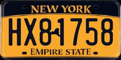 NY license plate HX81758