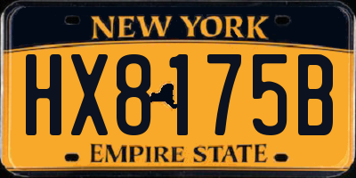 NY license plate HX8175B