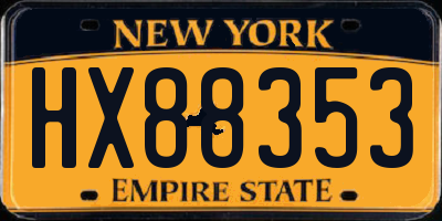 NY license plate HX88353