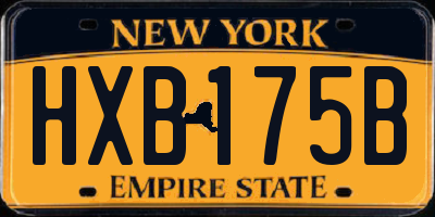 NY license plate HXB175B