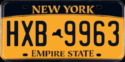 NY license plate HXB9963