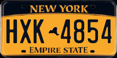 NY license plate HXK4854