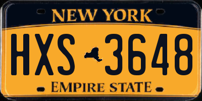 NY license plate HXS3648