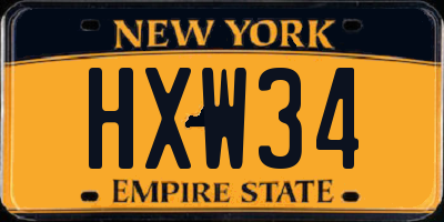 NY license plate HXW34