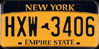 NY license plate HXW3406