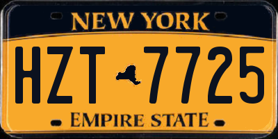 NY license plate HZT7725
