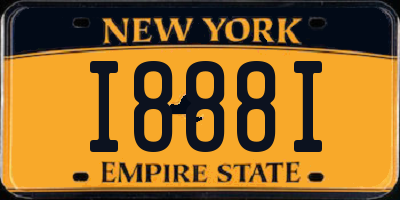 NY license plate I888I