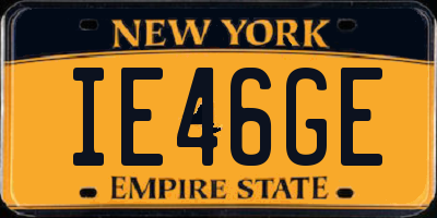 NY license plate IE46GE