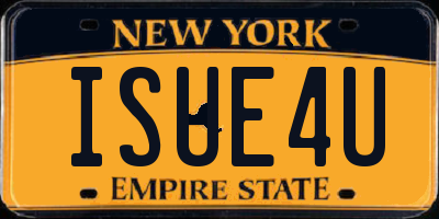 NY license plate ISUE4U