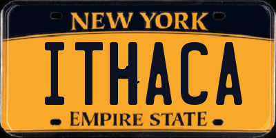 NY license plate ITHACA