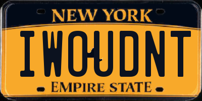 NY license plate IWOUDNT