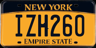 NY license plate IZH260