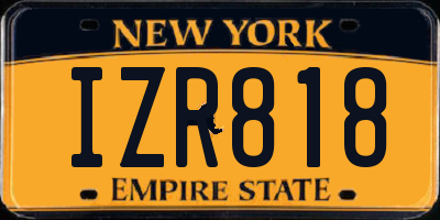 NY license plate IZR818