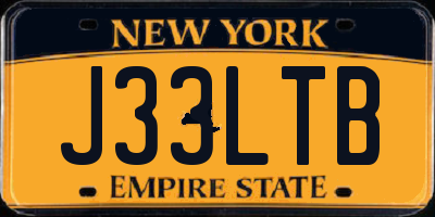 NY license plate J33LTB