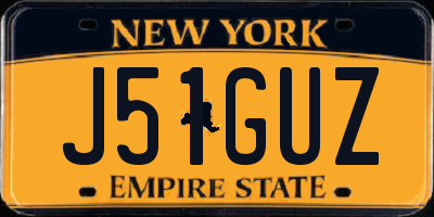 NY license plate J51GUZ