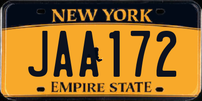 NY license plate JAA172