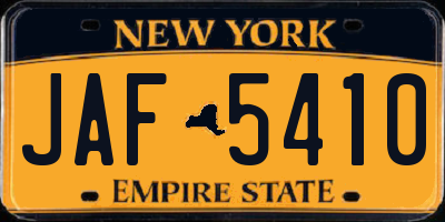 NY license plate JAF5410