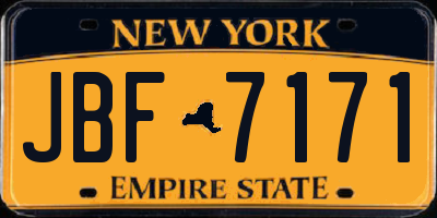 NY license plate JBF7171