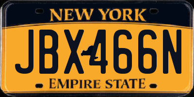 NY license plate JBX466N