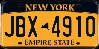 NY license plate JBX4910