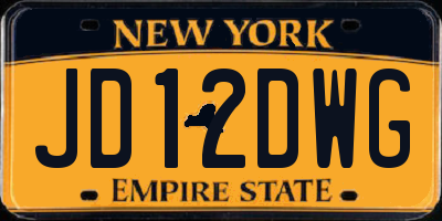 NY license plate JD12DWG