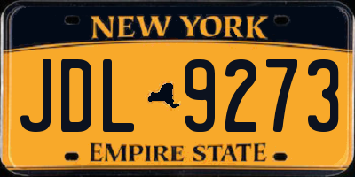 NY license plate JDL9273