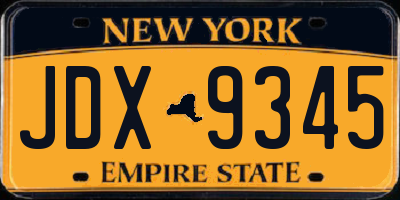 NY license plate JDX9345