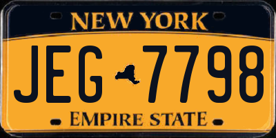 NY license plate JEG7798
