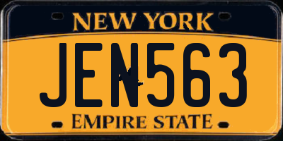 NY license plate JEN563