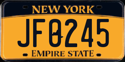 NY license plate JF0245