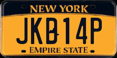 NY license plate JKD14P