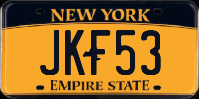 NY license plate JKF53