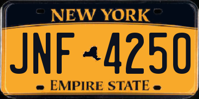 NY license plate JNF4250
