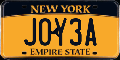 NY license plate JOY3A