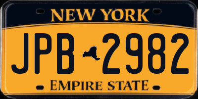 NY license plate JPB2982