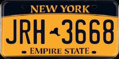 NY license plate JRH3668